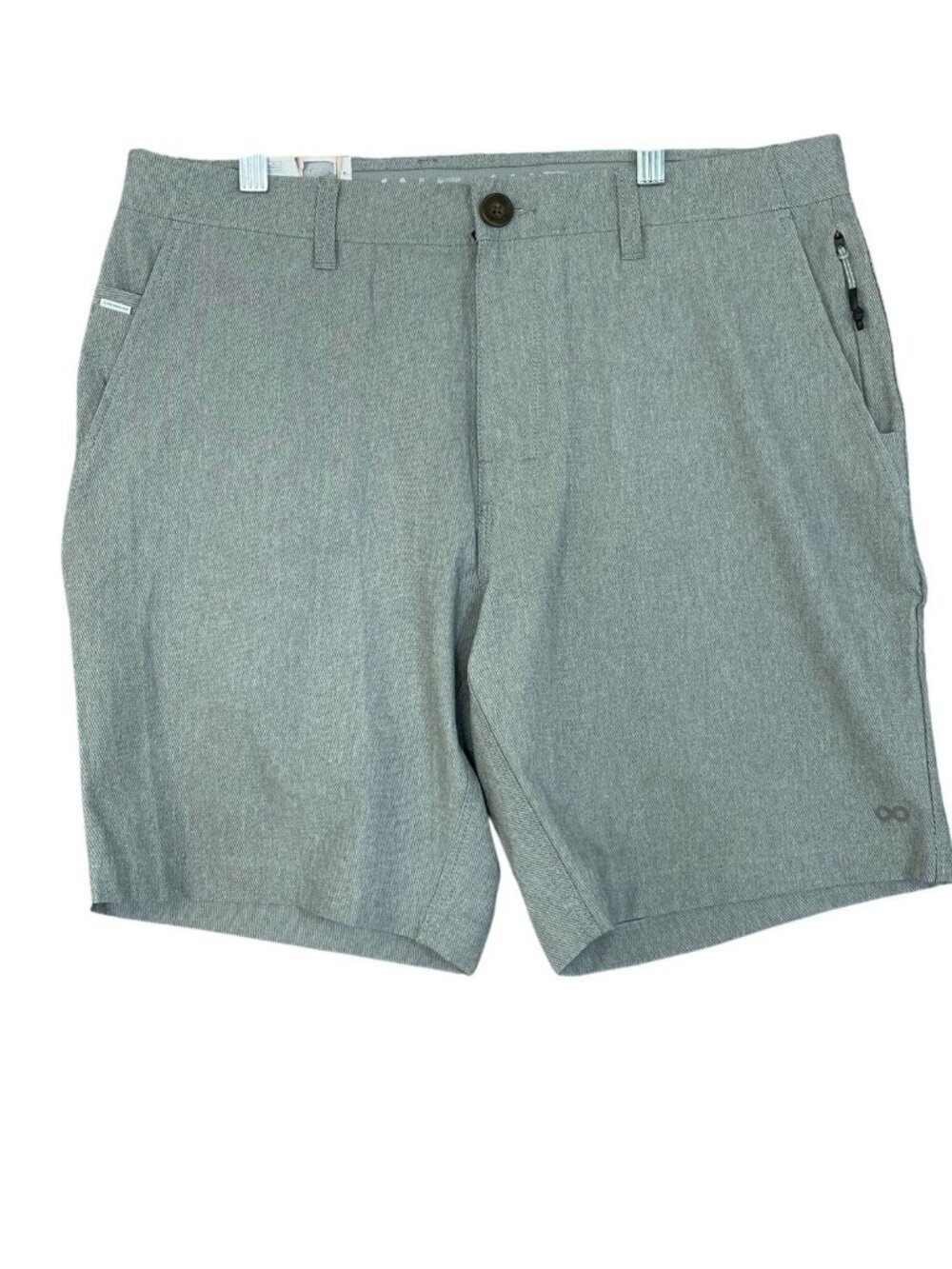 NWT Infinity Men's Gray 32 Hybrid Stretch Shorts With Zipper Pockets & Elastic